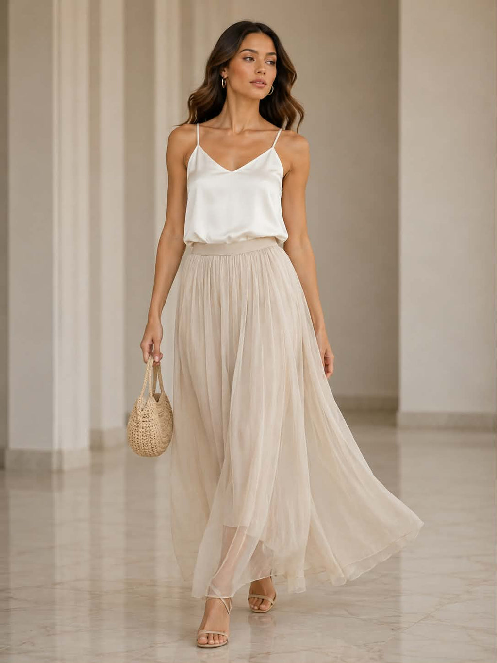 Fustă tulle - organza de mătase