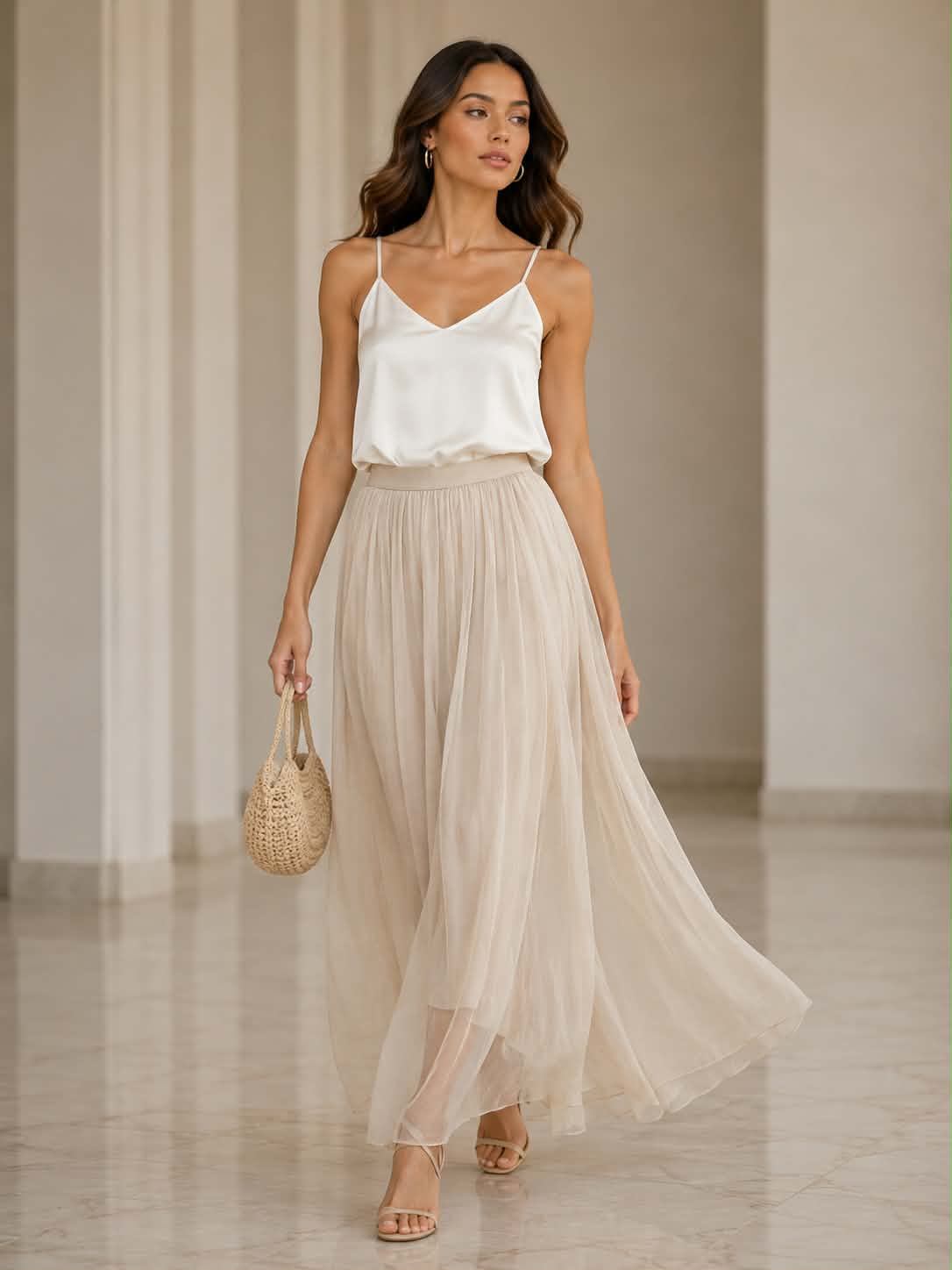 Fustă tulle - organza de mătase